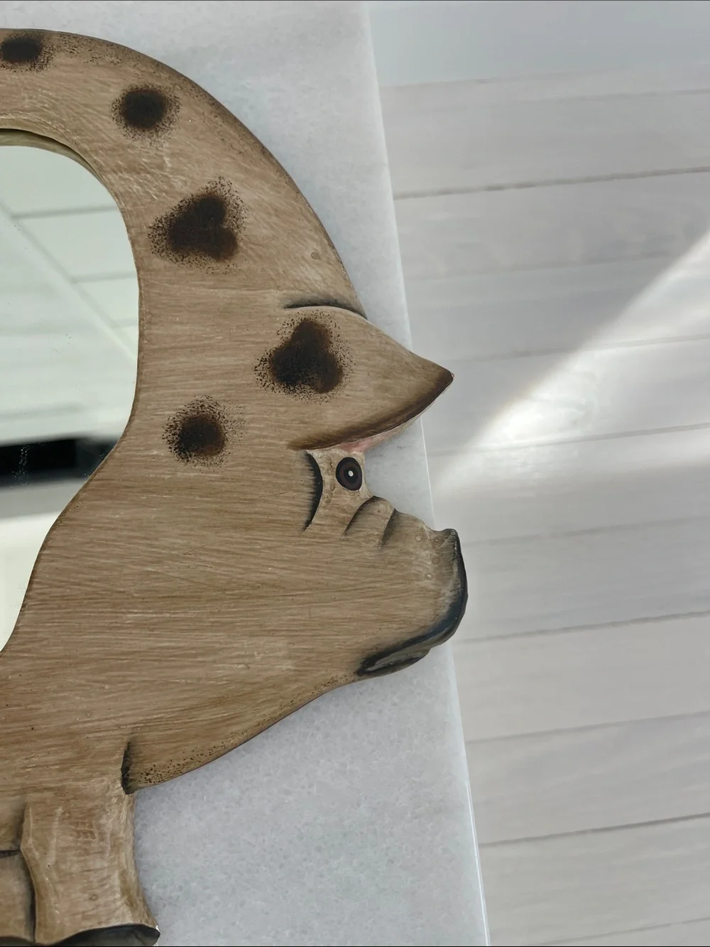 Painted Beige Pig Mirror Farmhouse Decor